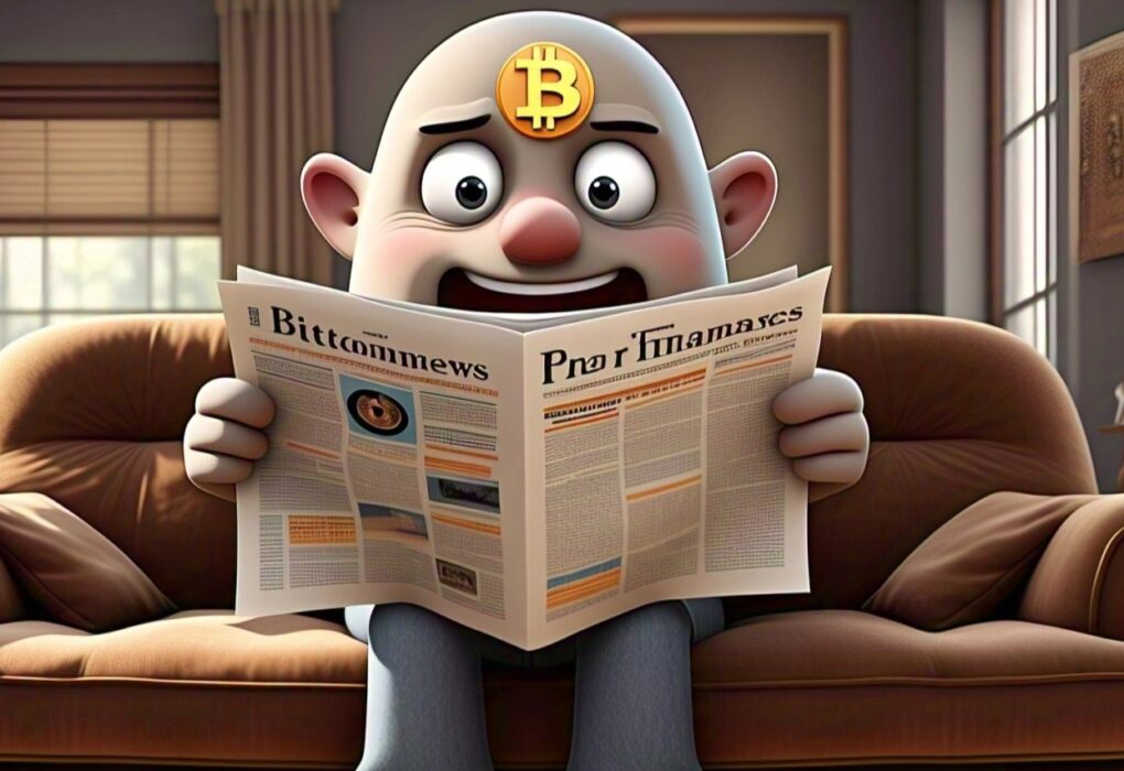 Bitcoin reading Newspaper
