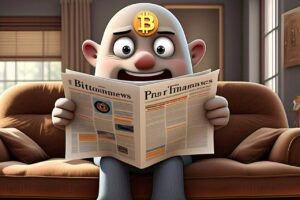 Bitcoin reading Newspaper