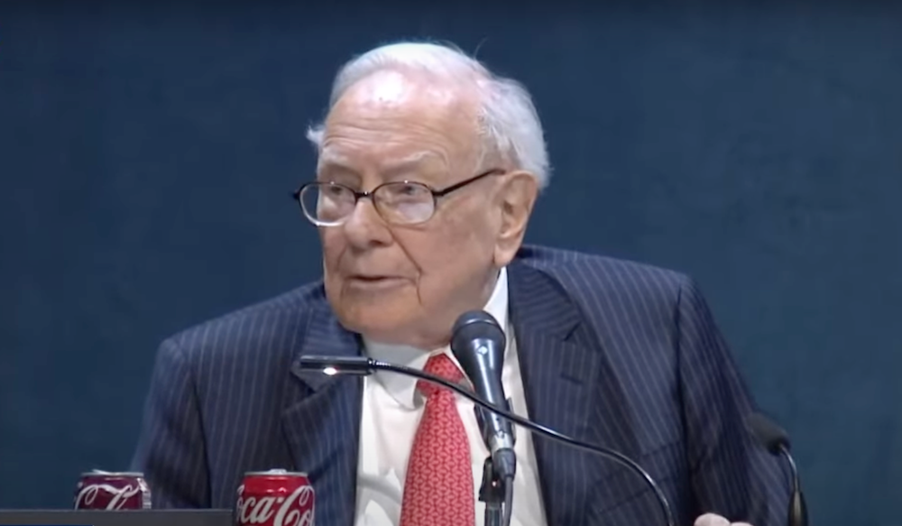 Warren Buffett addressing shareholders.